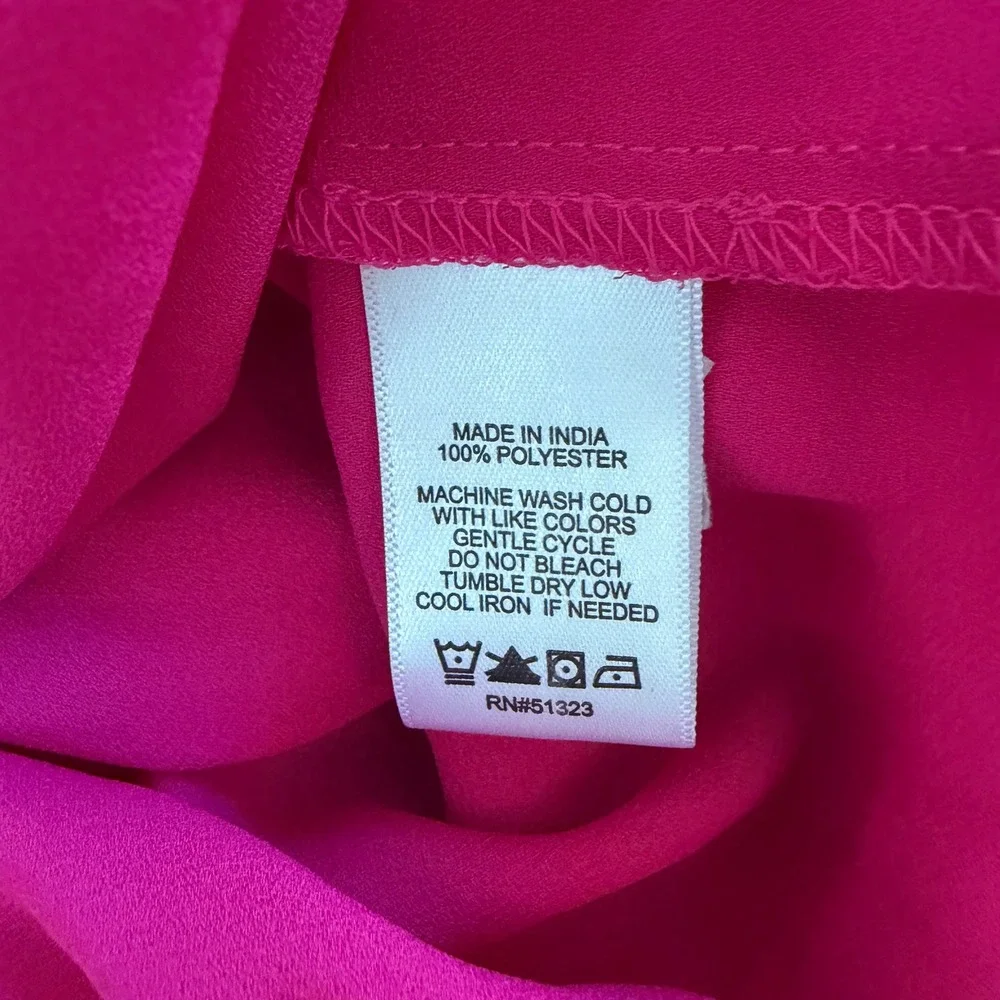CeCe Hot Pink Bubble Ruffle Sleeve Off Shoulder Top Sz Large Barbiecore Summer - Picture 7 of 9